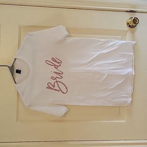 White and pink Bride t shirt - XS